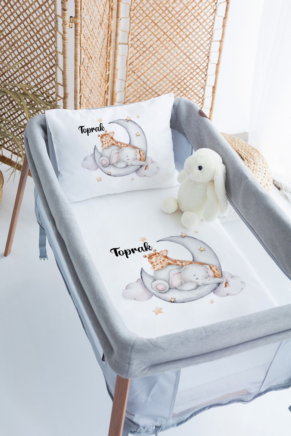 İsme Özel 70x120 Park Yatak Nevresim Takımı  Fil