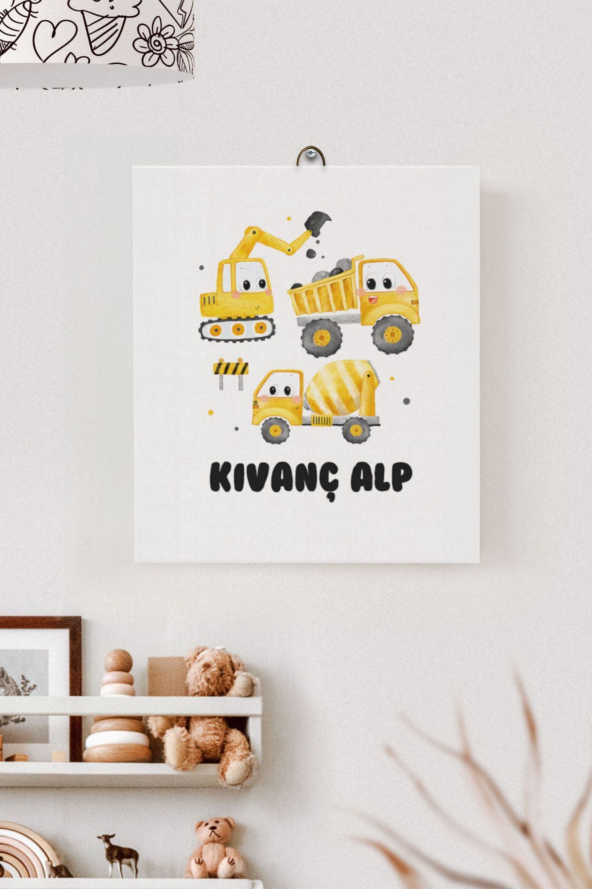 İsme Özel Çocuk Odası Kanvas Tablo Kamyon (17x21 Cm)