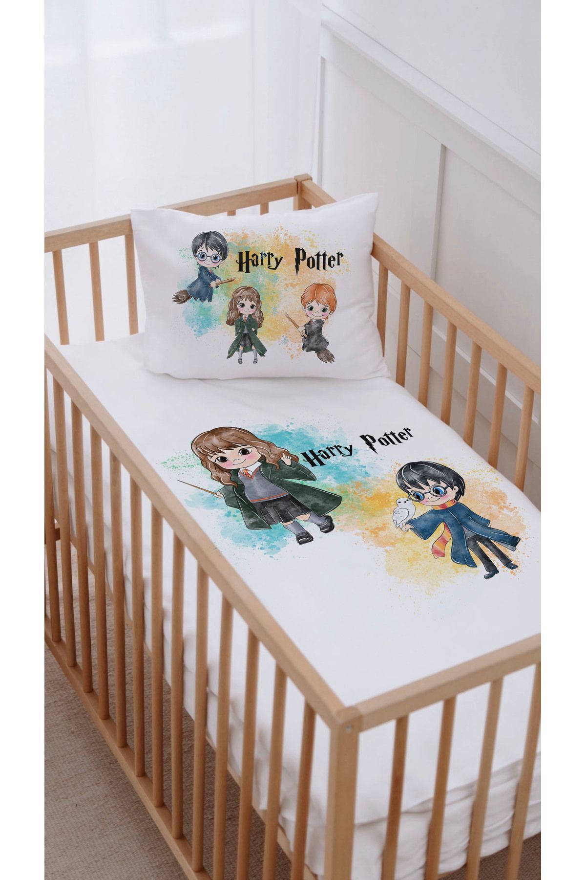 %100 Pamuk Anne Yanı Beşik Nevresim Takımı (60x100) Harry ve Hermione