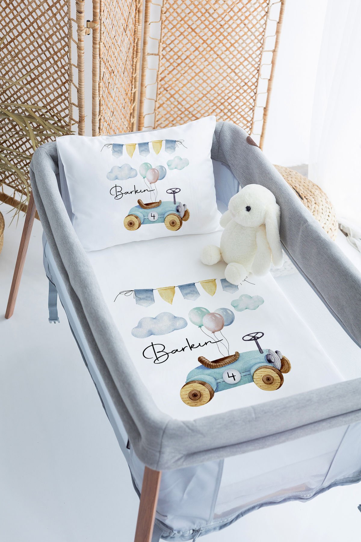 İsme Özel 70x120 Park Yatak Nevresim Takımı Araba