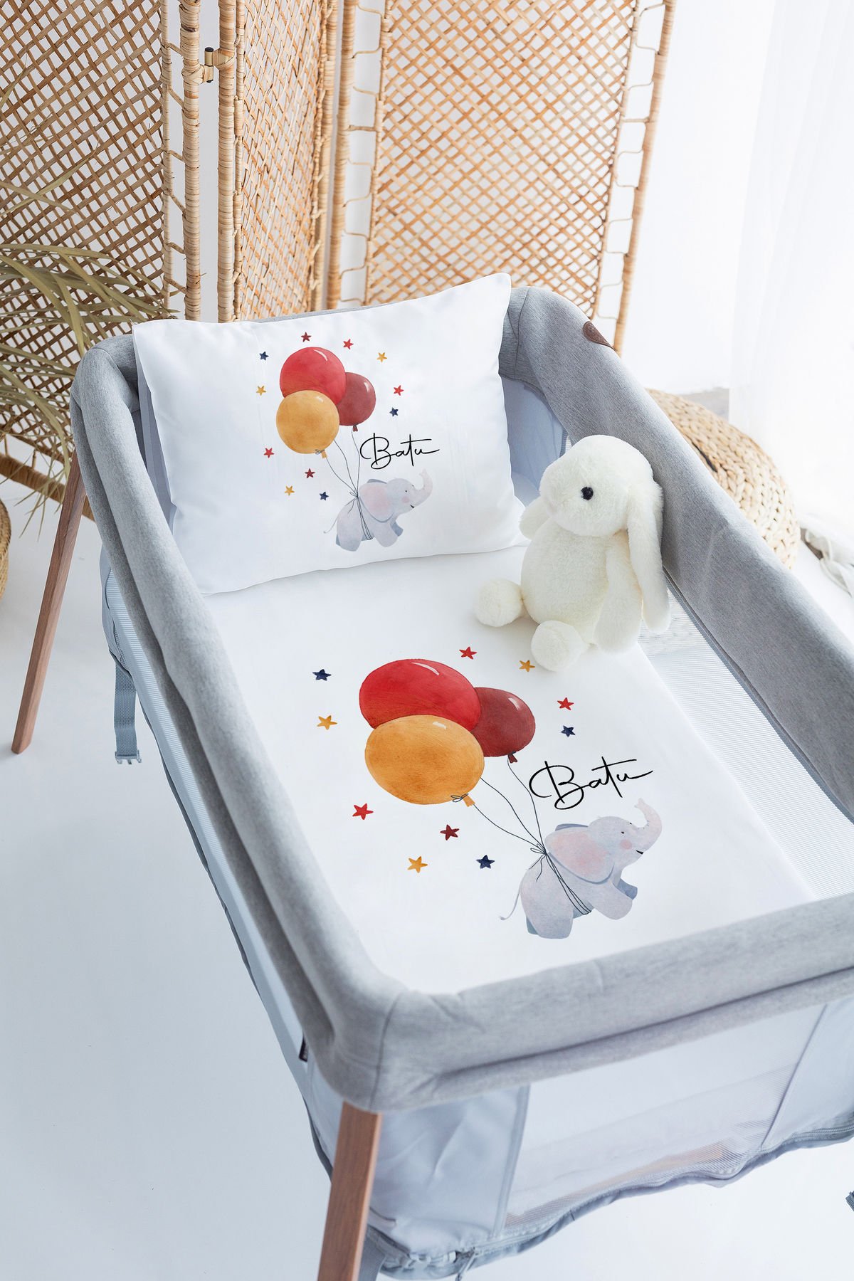 İsme Özel 70x120 Park Yatak Nevresim Takımı Balon