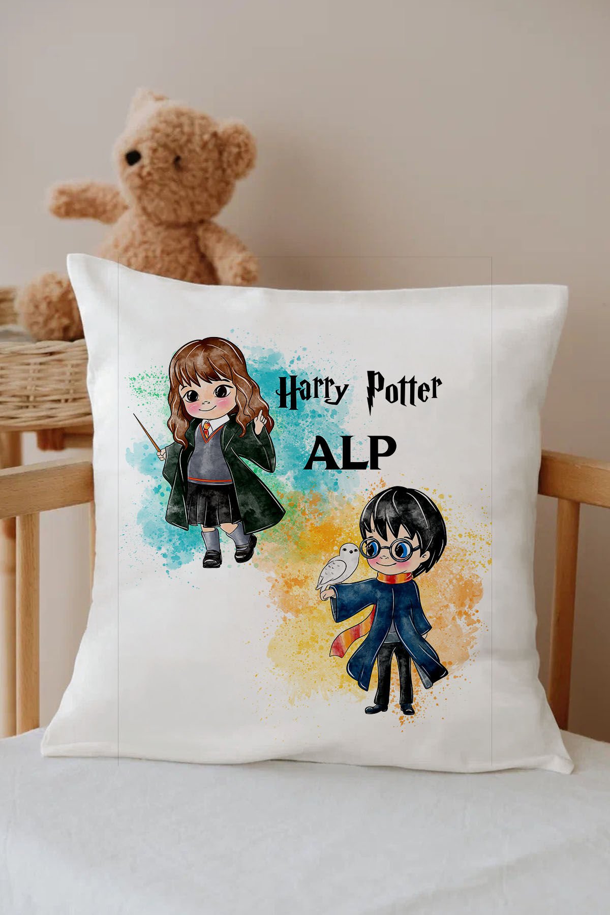 İsme Özel %100 Pamuk Çocuk Odası Kırlent Kılıfı-Harry Potter