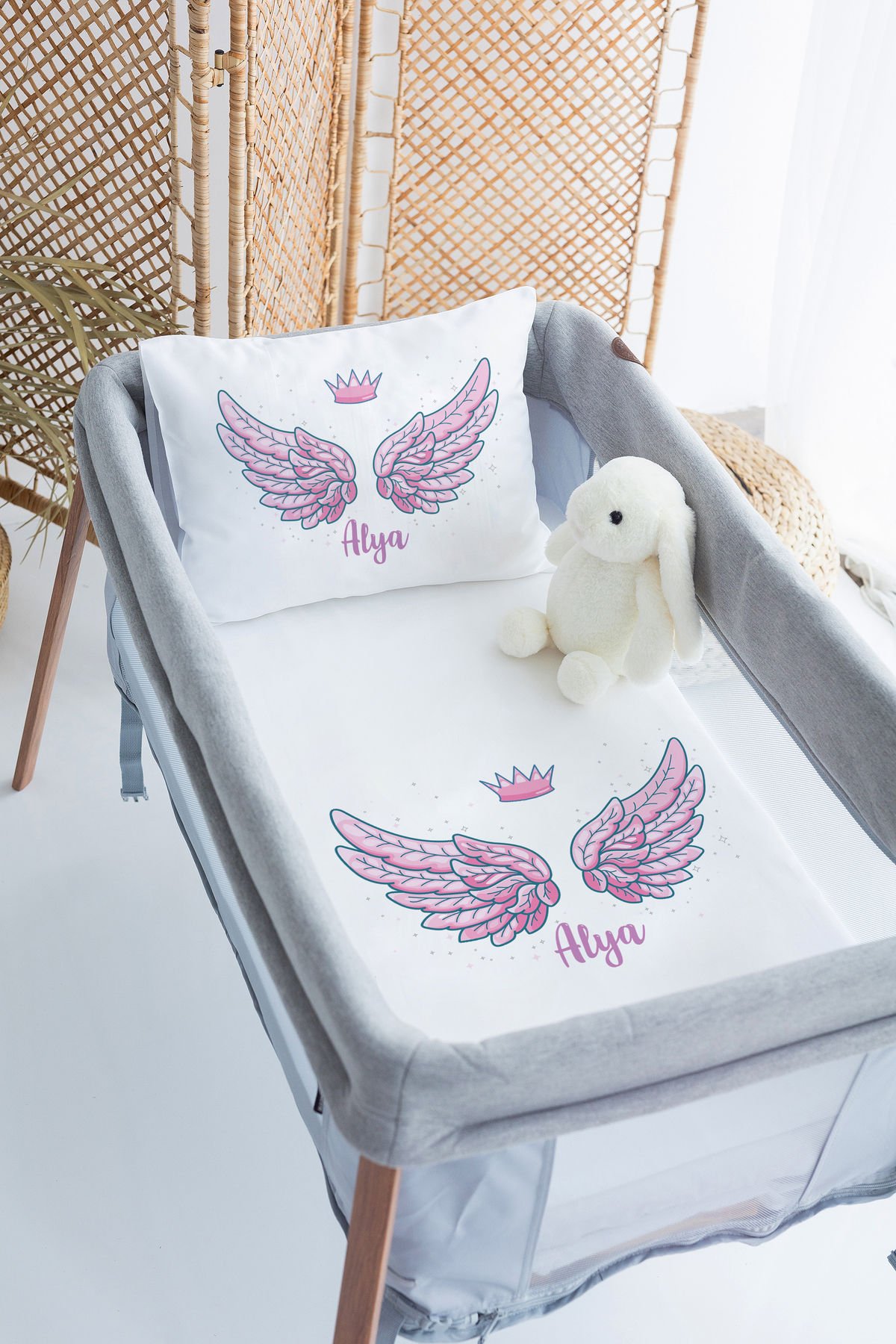 İsme Özel 70x120 Park Yatak Nevresim Takımı Kanat