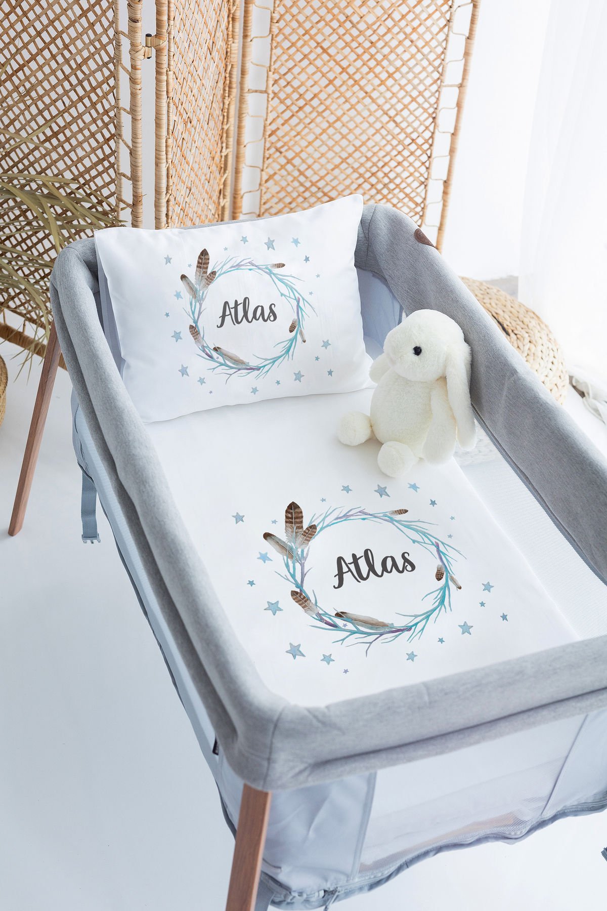 İsme Özel 70x120 Park Yatak Nevresim Takımı Kuş Tüyü