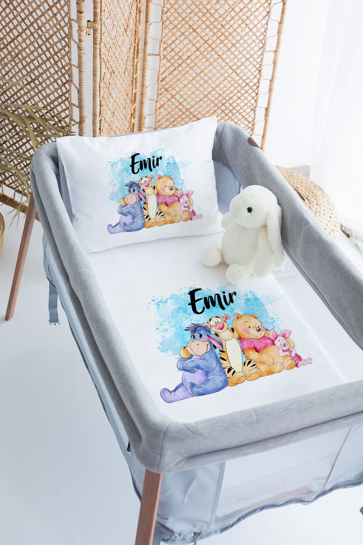 İsme Özel 70x120 Park Yatak Nevresim Takımı Çizgi Karakterler