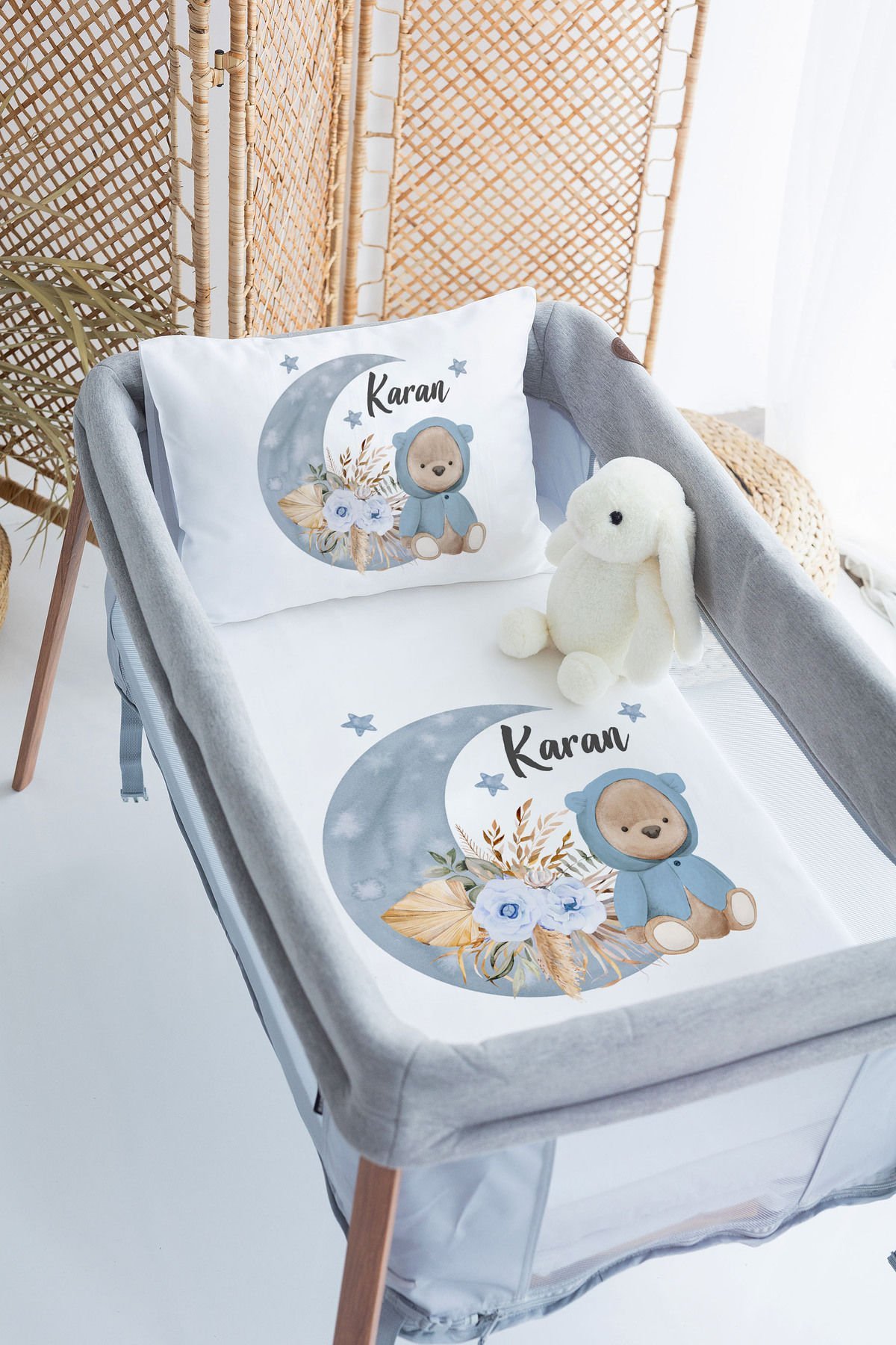 İsme Özel 70x120 Park Yatak Nevresim Takımı Ayıcık