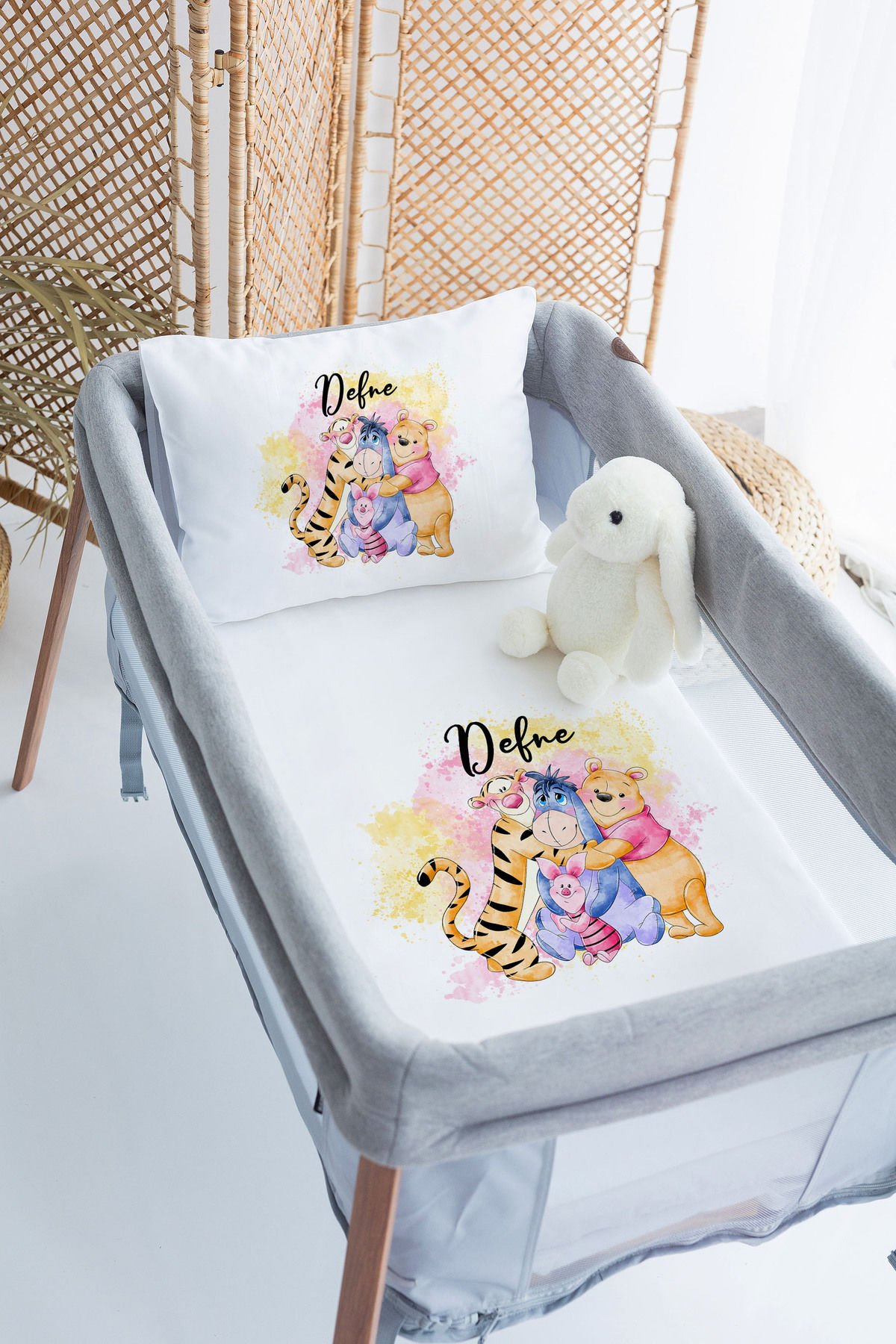 İsme Özel 70x120 Park Yatak Nevresim Takımı Çizgi Karakterler