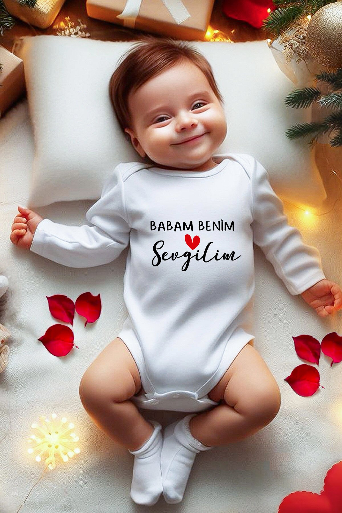 Sevgililer Günü Temalı Bebek Body 12-18 AY - Ekru