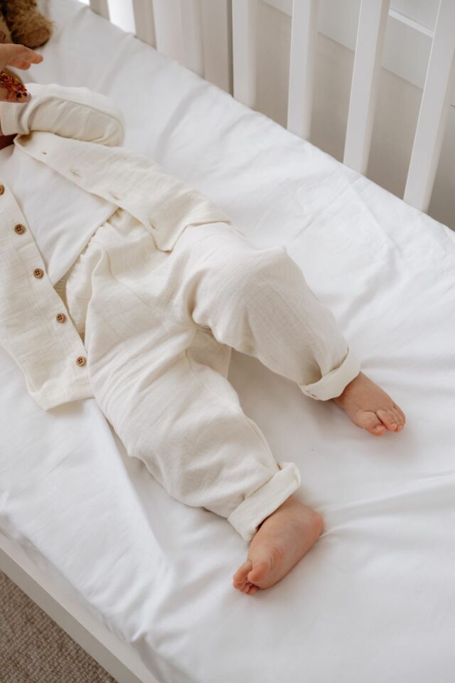 %100 Pamuk Müslin Bohem Unisex Gömlekli Takım Krem