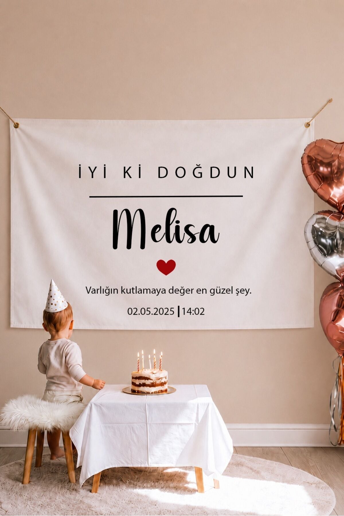 Kişiye Özel Doğum Günü Duvar Afişi Örtüsü 100x120 Cm Büyük Boy