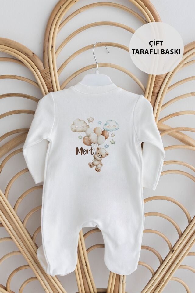 %100 Organik İsme Özel 10lu Hastane Çıkışı Balonlu Ayıcık