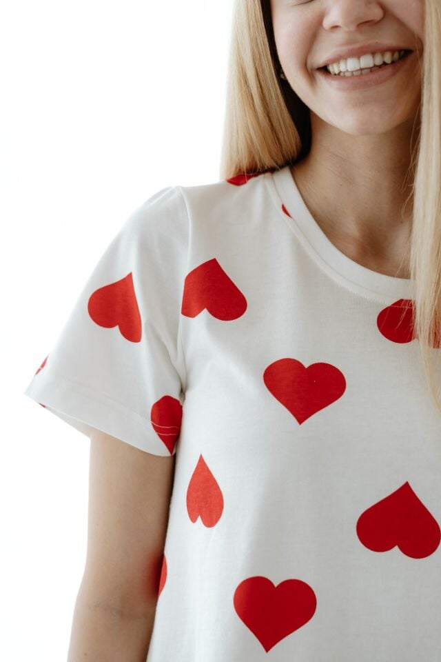 %100 Pamuk Kalpli Kadın Gecelik XL - Kırmızı