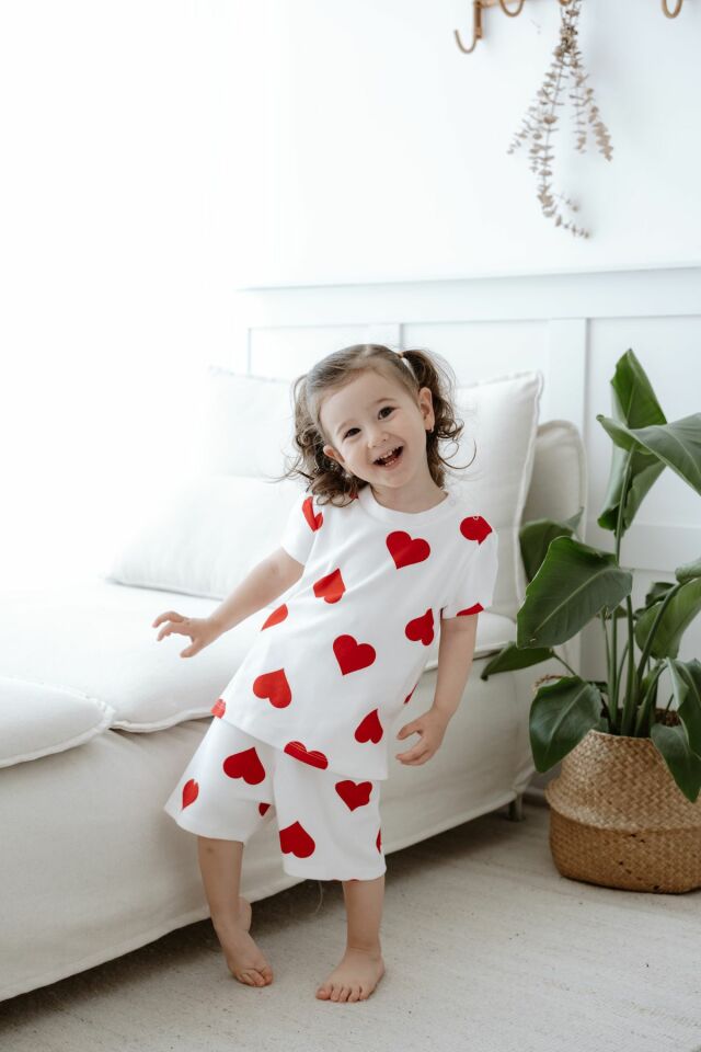 %100 Pamuk Kalpli Kız Bebek Şortlu Takım 12-18 AY - Kırmızı