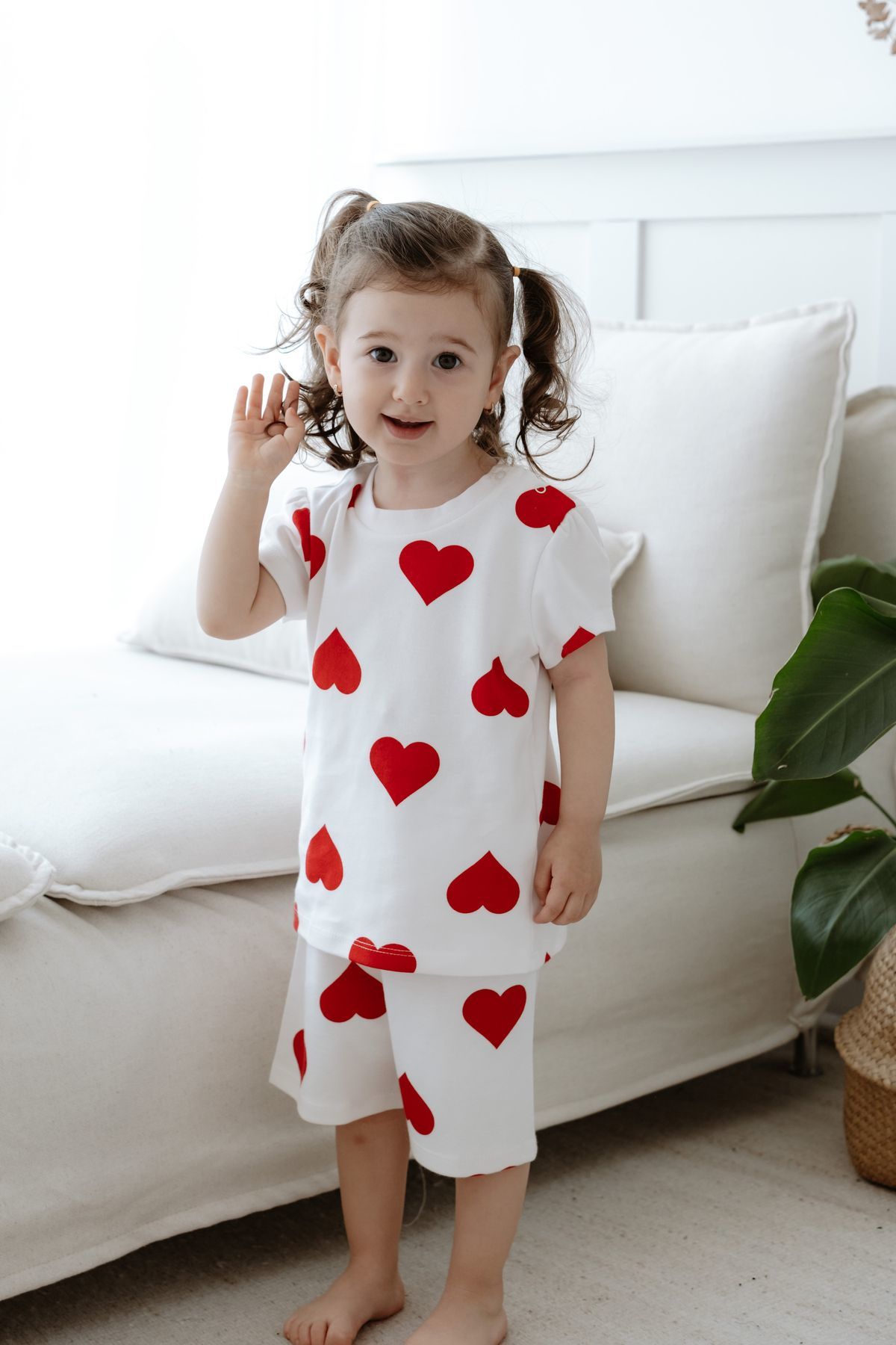 %100 Pamuk Kalpli Kız Bebek Şortlu Takım 12-18 AY - Kırmızı