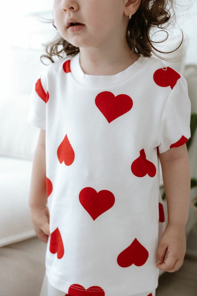 %100 Pamuk Kalpli Kız Bebek Şortlu Takım 12-18 AY - Kırmızı