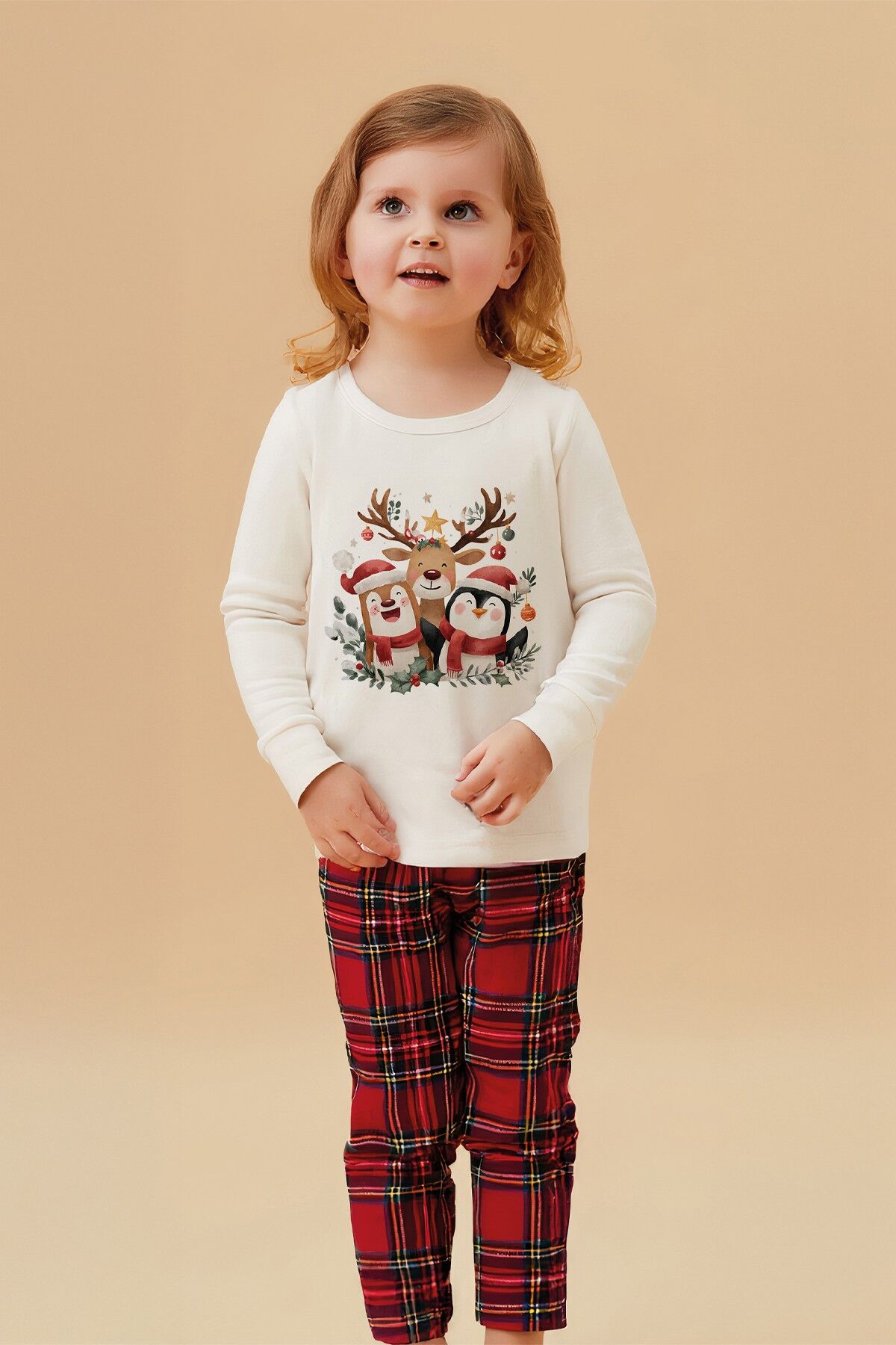 Yılbaşı Temalı Çocuk Pijama Takımı 2 YAŞ - Çok Renkli