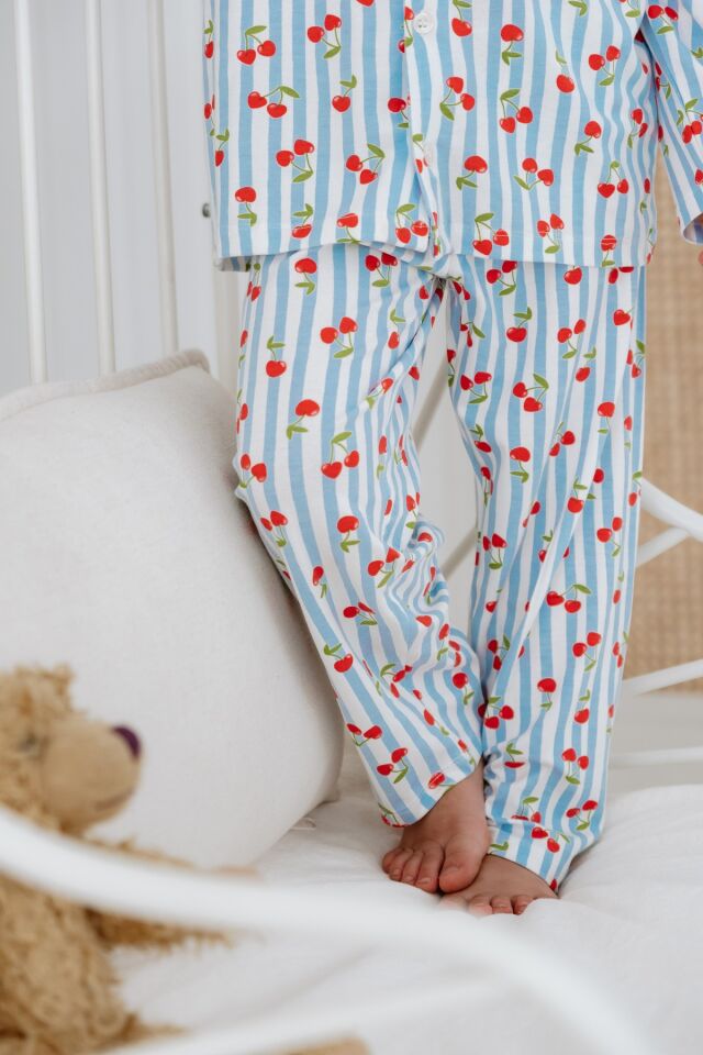 Bambu Kumaş Önden Düğmeli Kız Çocuk Pijama Takımı