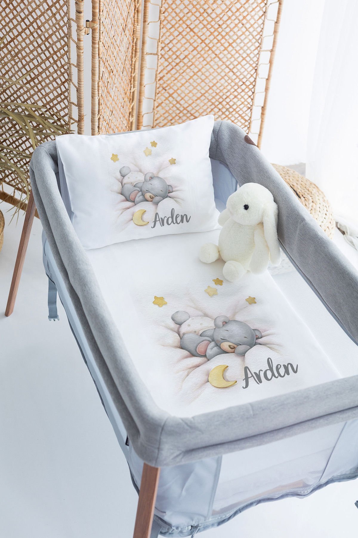 İsme Özel 70x120 Park Yatak Nevresim Takımı Ayıcık