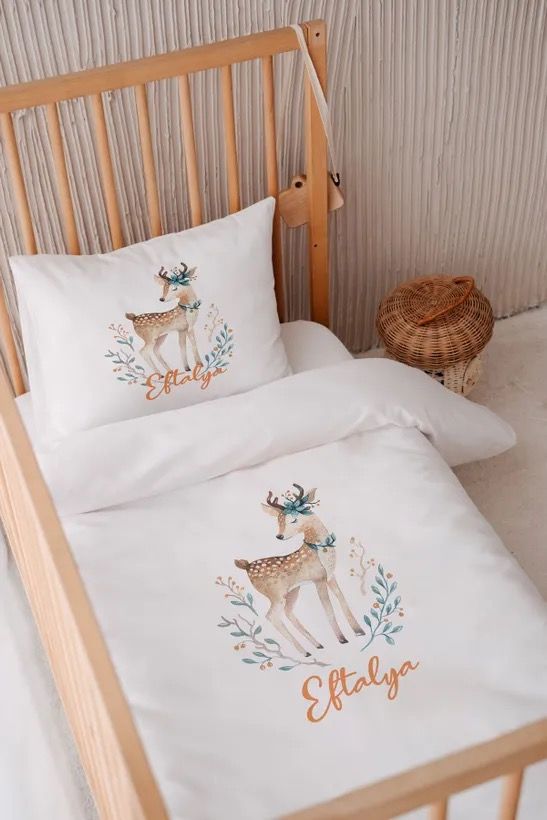 İsme Özel 100x150 Bebek Yatak Nevresim Seti Bambi