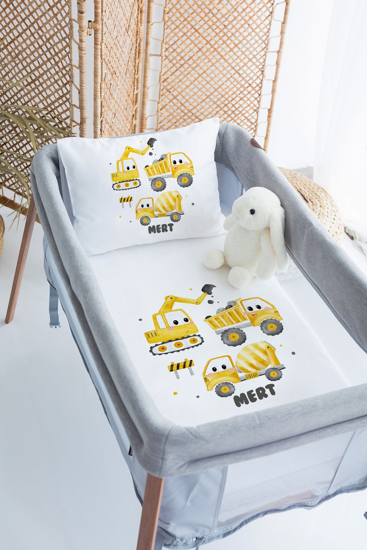 İsme Özel 70x120 Park Yatak Nevresim Takımı Kamyon