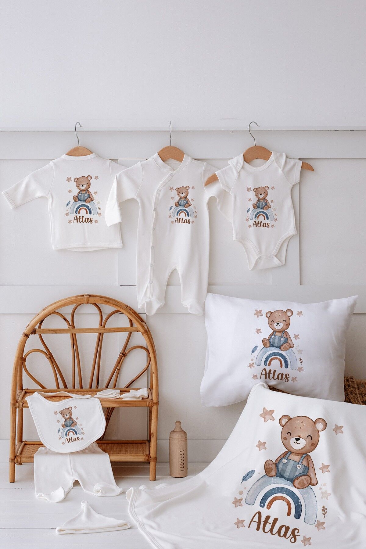 %100 Organik Isme Özel Isimli 10lu Hastane Çıkışı Ayıcık