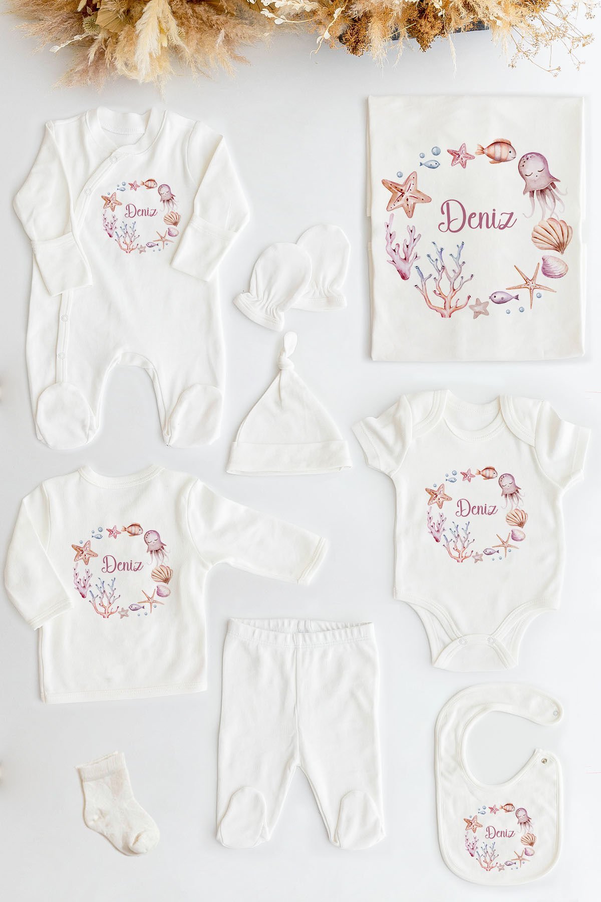 Organik Unisex Isme Özel 10lu Hastane Çıkışı