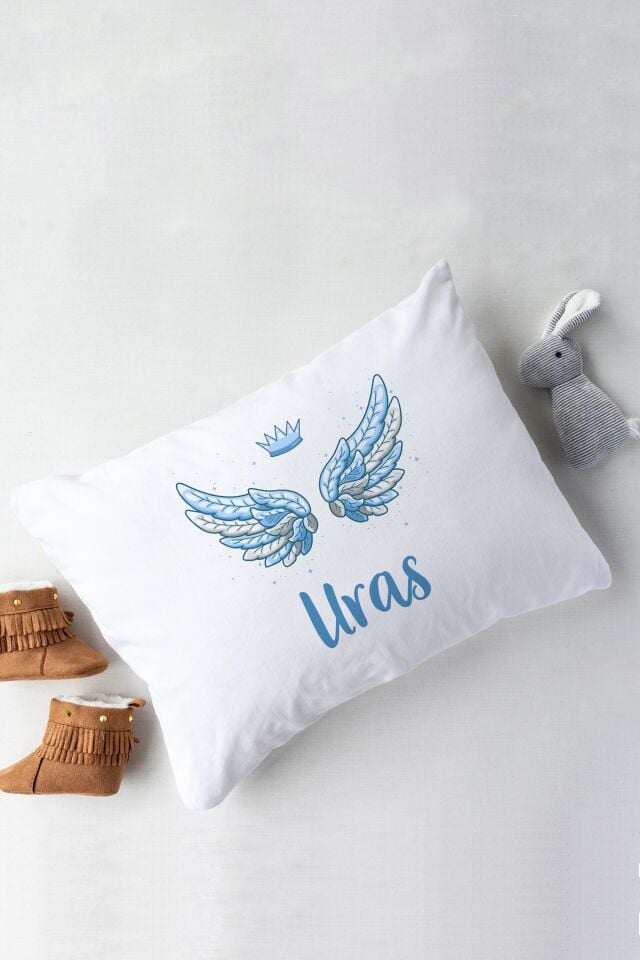 %100 Organik Isme Özel Isimli 10lu Hastane Çıkışı Mavi Melek Kanadı