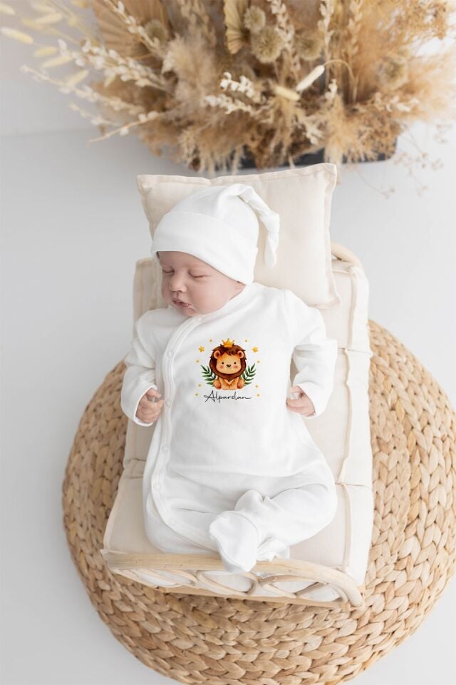 %100 Organik Isme Özel Isimli 10lu Hastane Çıkışı Dallı Aslan